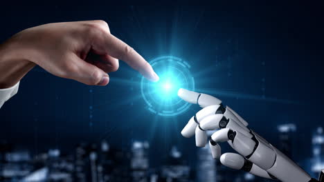 Futuristic-robot-artificial-intelligence-enlightening-AI-technology-concept