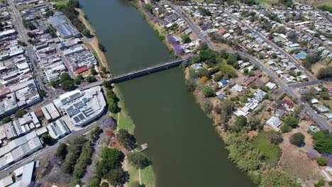 Kempsey-Bridge-From-Above---Historical-Landmark-Spanning-Macleay-River-In-Kempsey,-NSW,-Australia