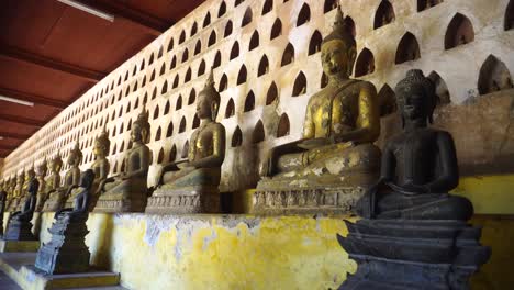 Rows-Of-Buddha-Statues-At-Wat-Si-Saket-In-Vientianne,-Laos