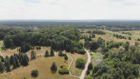 Aerial-Drone-Footage-of-a-Park-in-Bydgoszcz,-Poland