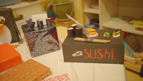 Sushi-set-box-made-out-of-paper-and-cardboard-as-Sinterklaas-surprise