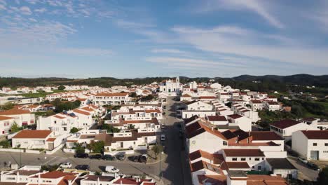 Quaint-Aljezur-Village-Aerial-View,-Portugal