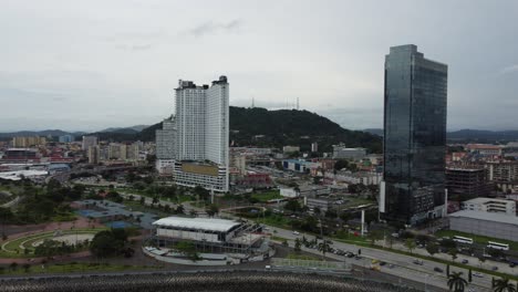 Aerial-Panorama-Over-The-Breakwater-Of-Panama-City