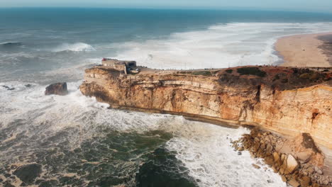 Aerial-view-of-an-iconic-place-on-the-Atlantic-coast,-the-Mecca-of-big-wave-surfing