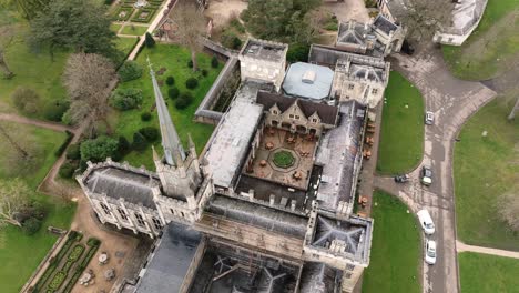 Drone-footage-Ashridge-House-top-down-Church