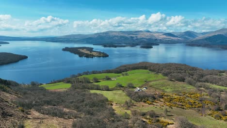 Loch-Lomond-Aerial-From-Conic-Hill,-Scottish-Highlands,-Scotland