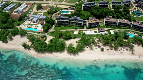 Aerial-drone-view-of-holidays-beach-resort