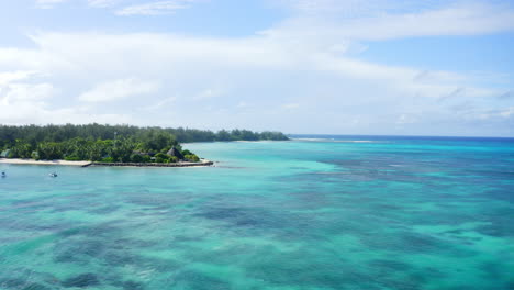Aerial-drone-shot-of-tropical-beach