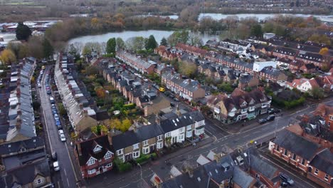 Aerial-view-residential-houses-in-suburbs-of-Oxford-City-in-England