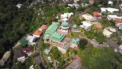 Taoist-Temple,-Cebu-City,-High-Aerial-Drone-View