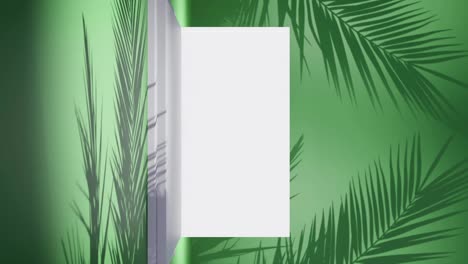 Vertikales-Reisekonzept-Mit-Laptop-Auf-Tropischem-Palmenstrand-Hintergrund,-3D-Rendering-Animation