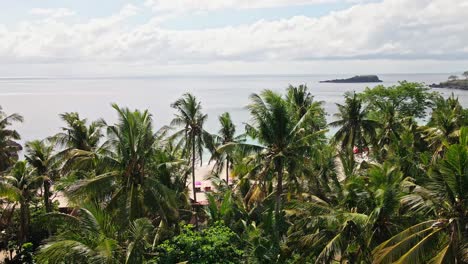 Drone-scene-revealing-beautiful-Virgin-Beach-in-East-Bali,-Karangasem,-Indonesia
