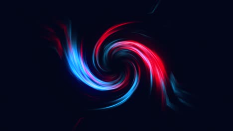 Abstract-Neon-glow-funnel-with-colorful-twisting-rays-curvy-bright-lines-on-a-black-background-tornado-energy-space-tunnel-vortex-shape-visual-effect-4K-blue-red