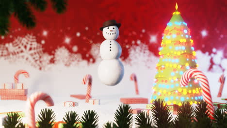 Christmas-greeting-card-with-funny-snowman-waving