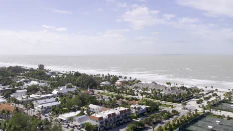 Aerial-view-of-Boca-Grande-Island-city-and-beach,-Florida