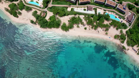 Aerial-drone-view-of-holidays-beach-resort