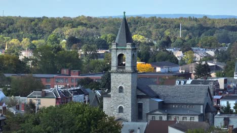 Church-bell-tower-in-old-American-town