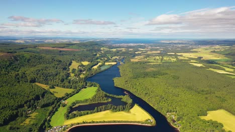 Aerial-Over-Loch-Ness,-Looking-Towards-Inverness,-Scotland