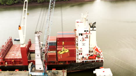 panoramic-shot-of-containers-and-ship,-customs