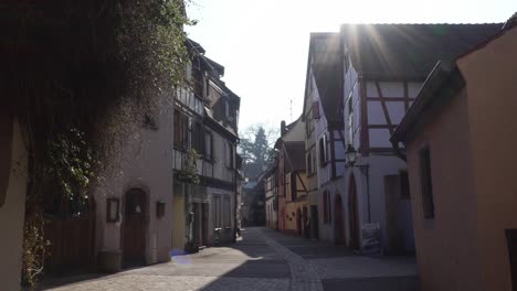 Static-view-of-beautiful-fairytale-village-on-the-border-with-Germany,-historic-architectural-buildings