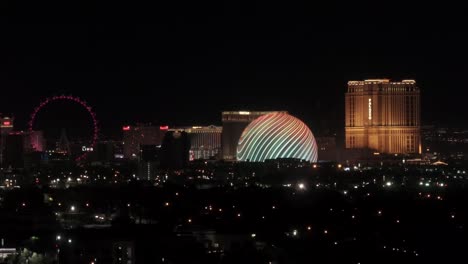 Las-Vegas-Strip-Mit-Blick-Auf-Die-Msg-Sphere,-Das-Linq,-Den-Palazzo-–-Luftaufnahmen
