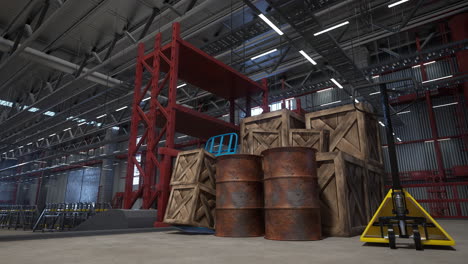 Manufacturing-facility-used-for-goods-production-and-storage,-3D-render