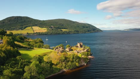 Sovereign-of-the-Loch:-Urquhart-Castle-on-Loch-Ness-Amidst-Scotland’s-Vast-Highland-Landscape