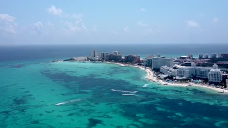 Aerial-view,-Cancun-resort-zone,-Mexico-gulf