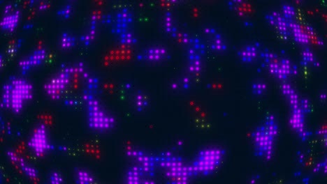 Abstrakte-Technologie-Daten-Hintergrund-Digitales-Netzwerk-Licht-Glühen-Neon-Pixel-Punkte-Bewegungsgrafiken-Visuelle-Wirkung-Umgebung-Matrix-Farbverlauf-Gitter-Animation-Computer-4k-Blau-Rot