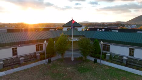 Roanoke-Catholic-School-during-golden-hour-sunrise-in-autumn