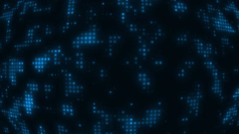 Abstrakte-Technologie-Daten-Hintergrund-Digitales-Netzwerk-Licht-Glühen-Neon-Pixel-Punkte-Bewegungsgrafiken-Visuelle-Wirkung-Umgebung-Matrix-Farbverlauf-Gitter-Animation-Computer-4k-Blau