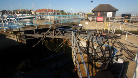 Wide-shot-of-the-inside-of-the-lock-gates-closed-on-the-Marina-side-at-Hythe-Marina