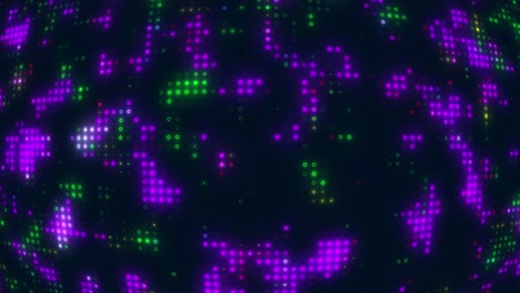 Abstrakte-Technologie-Daten-Hintergrund-Digitales-Netzwerk-Licht-Glühen-Neon-Pixel-Punkte-Bewegungsgrafiken-Visuelle-Wirkung-Umgebung-Matrix-Farbverlauf-Gitter-Animation-Computer-4k-Rosa-Grün