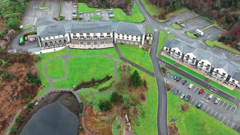 Drone-hotel-on-the-Ring-Of-Kerry-at-Sneem-Village-on-an-autumn-morning