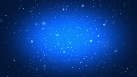 Blauer-Hintergrund-Mit-Verblassenden-Schneeflockenpartikeln,-Computergenerierte-Animation