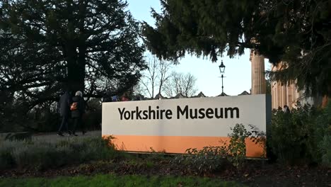 Walking-past-Yorkshire-Museum,-York,-United-Kingdom