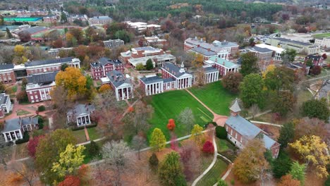 High-aerial-view-of-Washington-and-Lee-University-in-autumn