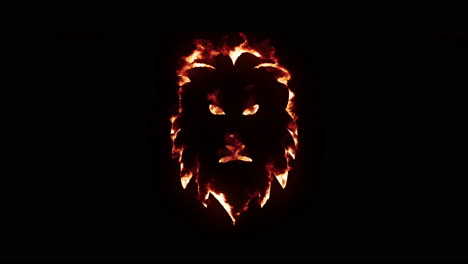 Löwenkopf-In-Flammen-Und-Brennender-Effekt-Auf-Schwarzem-Hintergrund