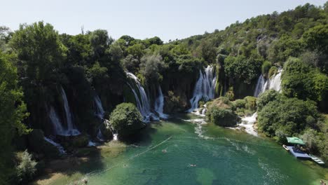 Aerial-view-of-Kravica-Waterfalls,-beautiful-serene-natural-site-in-Bosnia-and-Herzegovina