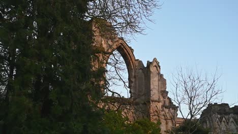 Walking-towards-St-Mary's-Abbey,-York,-Yorkshire,-United-Kingdom