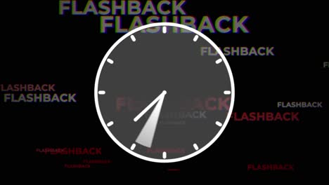 Flashback-With-Glitch-Effect-Moving-Behind-The-Clock-With-Hands-Rotating-Backward