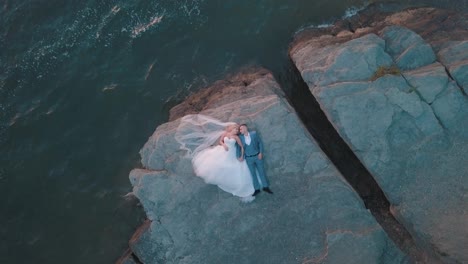 Wedding-couple.-Lovely-groom-and-bride.-Happy-family.-Aerial-shot