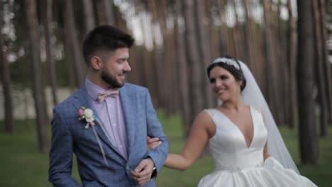 Groom-walking-with-bride.-Wedding-couple.-Happy-family.-Man-and-woman-in-love