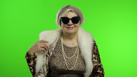 Elderly-stylish-trendy-grandmother.-Caucasian-woman-posing.-Chroma-key