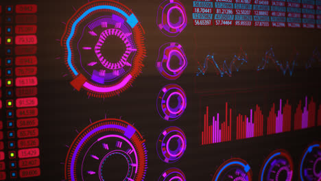 Advanced-futuristic-graphic-interface.-The-screen-is-full-of-digital-information,-buttons-and-progress-bars.-It-displays-abstract-diagrams,-charts-and-infographics-with-virtual-statistics-templates.