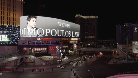 Time-lapse-of-a-big-large-LED-Billboard-wall-in-the-center-of-Las-Vegas-Nevada-at-night