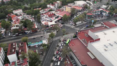 Vista-Aérea-De-La-Avenida-Universidad-Y-Copilco-En-Coyoacán,-Ciudad-De-México.