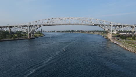 International-border-crossing-between-US-and-Canada---Blue-Water-Bridge,-Port-Huron-Michigan,-USA