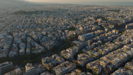Aerial-shot-towards-large-highway-passing-through-central-Athens