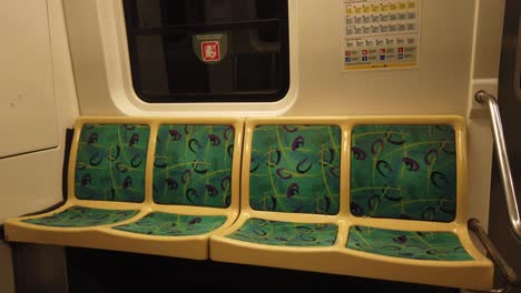 Colorful-Marbled-Seats-inside-Subway-Underground-Wagon-of-Buenos-Aires-City-Argentina-Public-Transportation